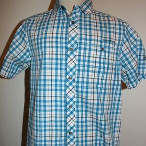 Craghoppers Otley Short Sleeve Blue Check Pattern Button Front Shirt Sz M